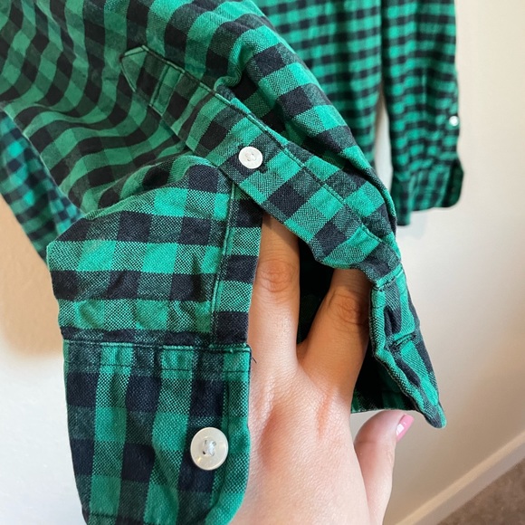 J. Crew Green and Black Oxford Button Down SZ M - Picture 5 of 5